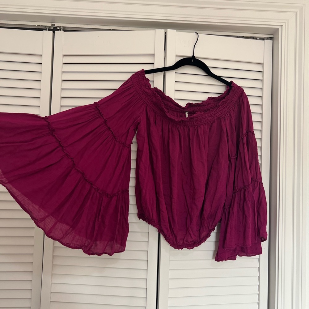 Free People Off the Shoulder Bell Sleeve Top